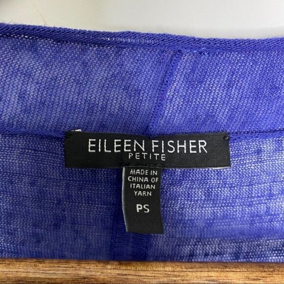 Eileen Fisher Open Front Semi Sheer Linen Blend Cardigan Size Small Petite - Picture 8 of 10